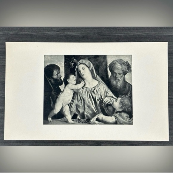 TITIAN Italian Artist MADONNA WITH THE CHERRIES Art Print Original 1900 Vintage - Picture 2 of 7